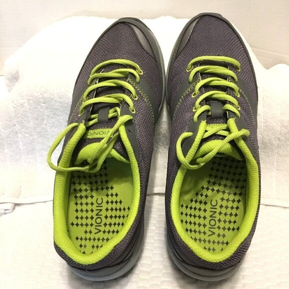 Vionic Athletic Sneakers Women's Size 9 Kona Mesh Gray and Lime Activewear Gym - Picture 3 of 12